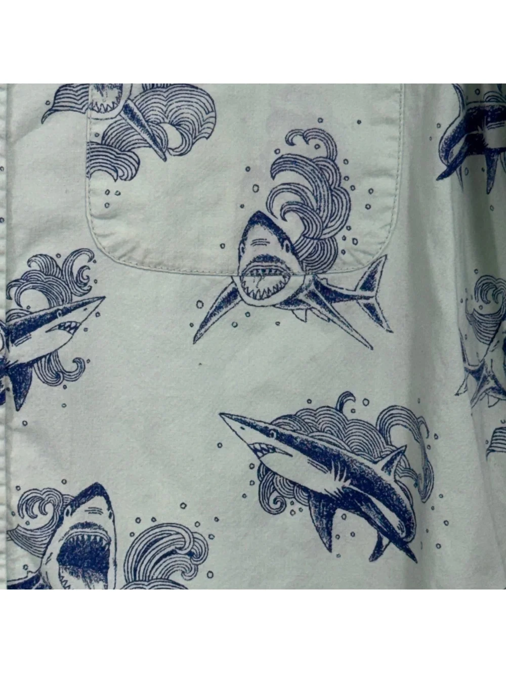 Old Navy Shark Print Classic Shirt Boys XL 14-16